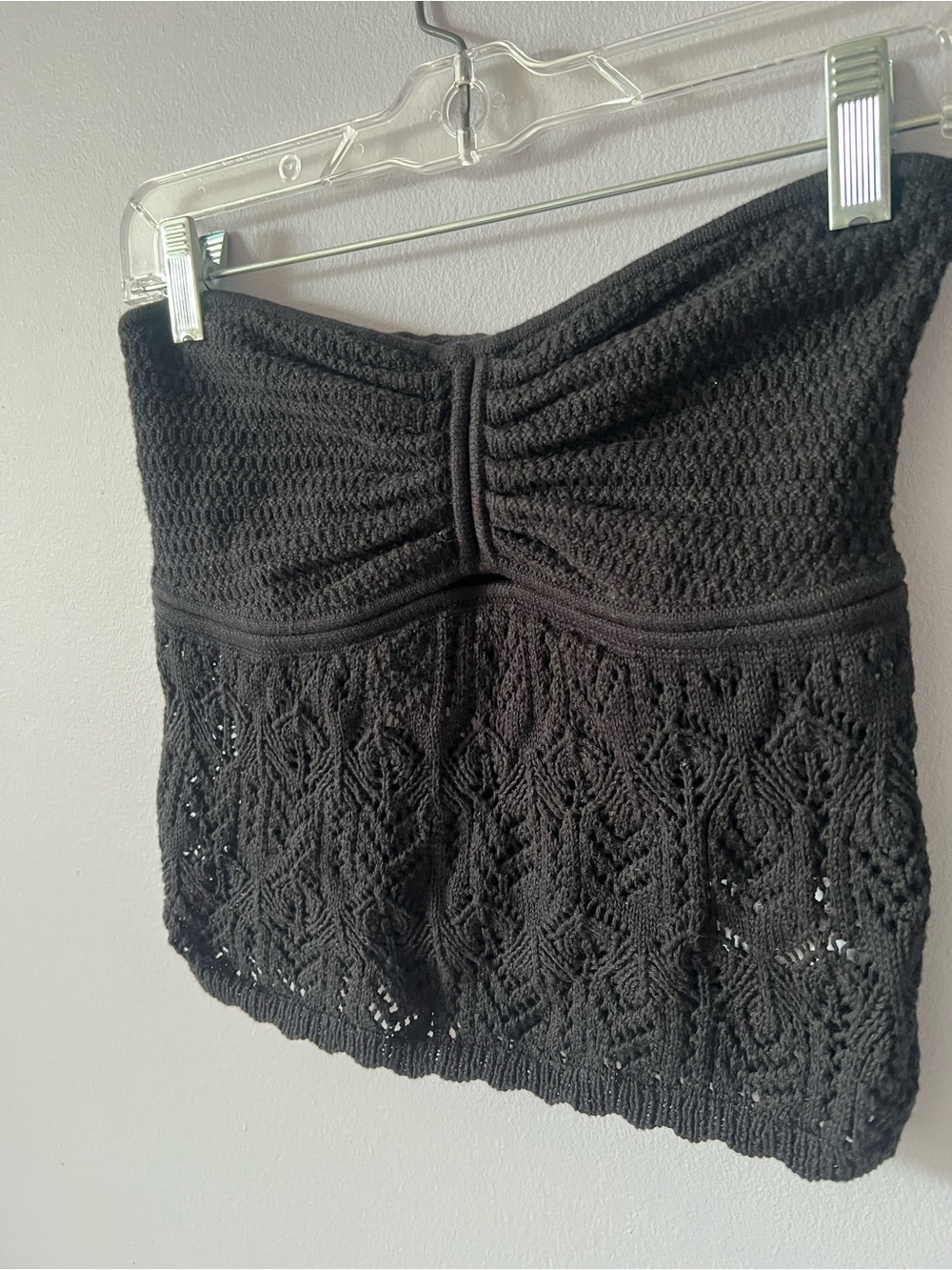 American Eagle Outfitters Black Strapless Crochet Knit Tube Top